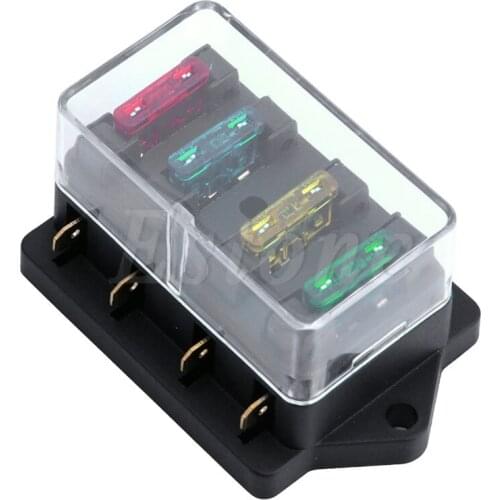 12V/24V 4 Way Car Auto Blade Fuse Box Holder Circuit Standard ATO +4X Fuse
