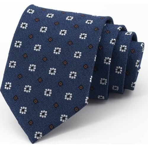 8CM Business Tie for Men High Quality Formal Office Gentleman Necktie New Fashion Blue Cravate With Gift Box