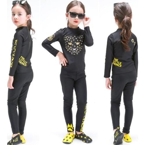 Children Two Pieces Swimsuit Kids Baby Girls Swimwear Boys Long Sleeve Surfing Wear Bathing Suit Baby Sandy Rash Guard 2-10Y