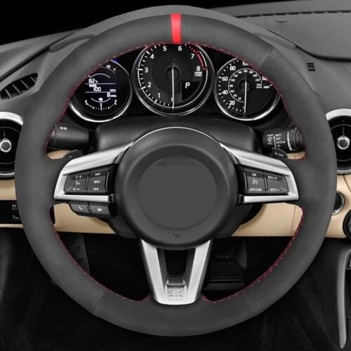 DIY Black Artificial Leather Car Non-Slip Steering Wheel Cover For Mazda MX-5 MX5 2016 2017 2018 2019 2020