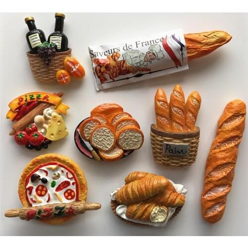 France Paper Bag Of Coarse Grains 3D Resin Fridge Magnets Tourist Souvenirs Refrigerator Magnetic Stickers Home Decortion