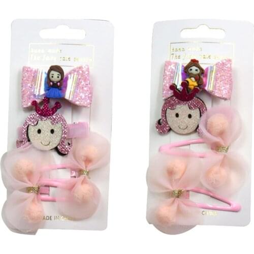 12PCS/3Card Cute GIRL Elegant Baby Girls Clip Leather Bow Child Tie Knot Creativity Handmade Hairpins Hair Accessories For Kid