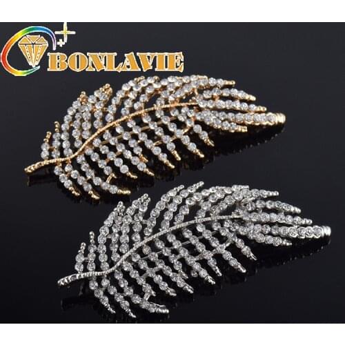 Hot Sale Fully Rhinestone Leaf Woman Fashion Brooch Create Alloy Brooch Pins Clothes And Ornaments