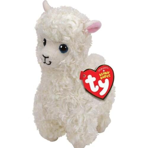 New Ty Beanie Big Eyes Pea Animal Rainbow White Alpaca Soft Plush Stuffed Toy Doll Child Collection Birthday Christmas Gift 15CM