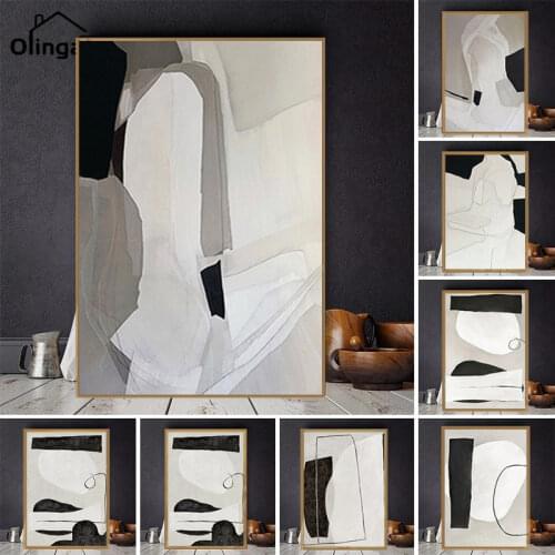 No Frame Large Original Abstract Oil Painting Black White Canvas Paintings Pop Art Modern One Piece Living Room Home Decoration