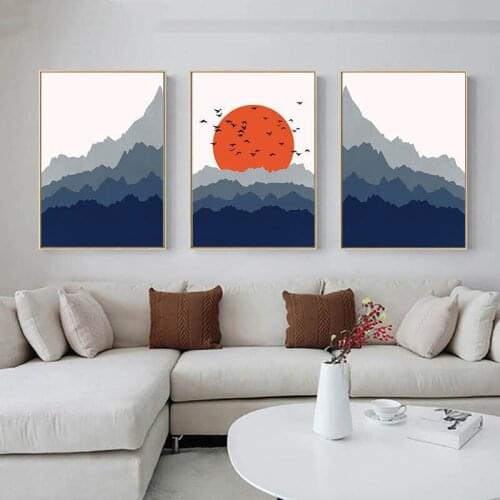 Sunrise Mountain Abstract Art Canvas Painting Living Room Bedroom Cafe Internet Cafe Wall Decoration Printing Fun