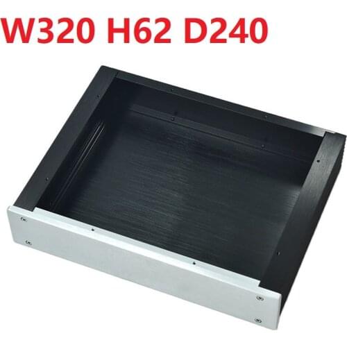 Non Hole Aluminum Power Amplifier Chassis DIY Preamp Amp Headphone DAC Decoding Shell Rear Class A Box W320 H62 D240