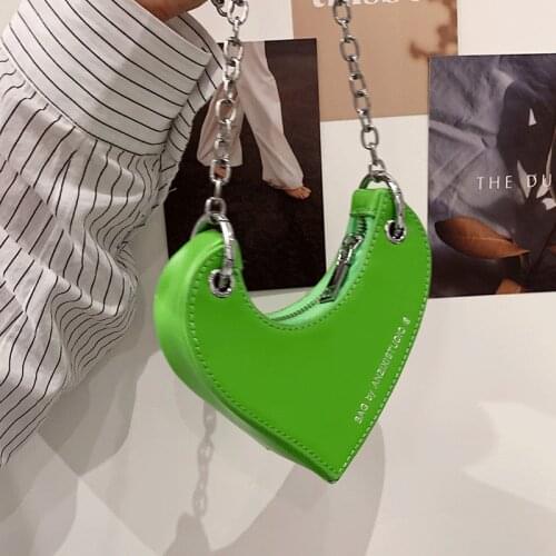 Small Purses and Handbags Luxury Designer Crossbody Bags for Women Green Simple Heart-shaped Messenger Bag Female Bags Chain Sac