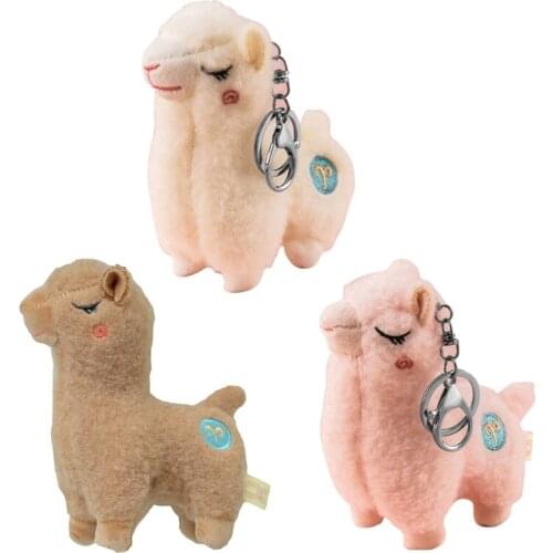 Cute Keychain Soft Cotton Standing Alpaca Shape Key Rings Chain Bag Pendant