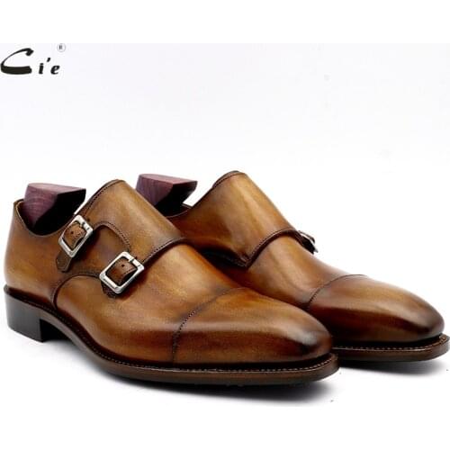 Cie monk shoes for man patina brown dress shoe genuine calf leather outsole men suits formal leather work shoe handmade No. 3