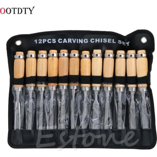 OOTDTY 12Pcs Wood Carving Hand Chisel Tool Set Woodworking Professional Gouges