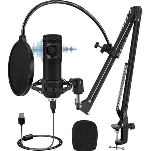 New Double Layer Filter Condenser Microphone Kit Scissor Arm Stand USB Mic Set Karaoke KTV Podcast Gaming Streaming Microphone