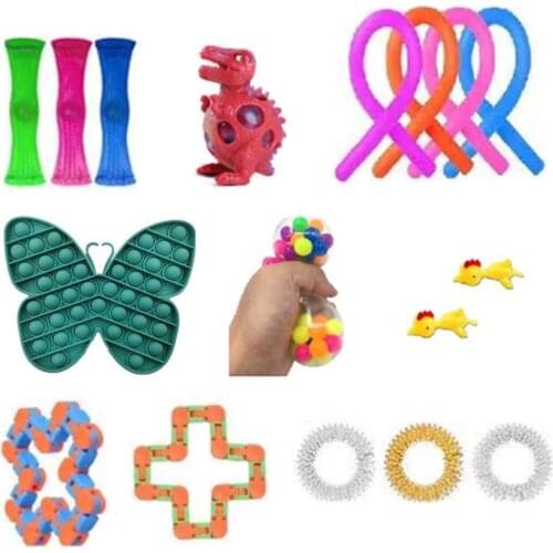 New Sensory Toy Set Stress Relief Toy For Children Adults Silicone Pops Bubble Stretchy Strings Mesh Marble Fidget Toys