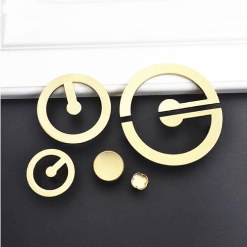 LCH Top Quality Semicircular Solid Zinc Alloy Brushed Gold Handle Cabinet Drawer Knob Door Pull Chinese Style Half Moon