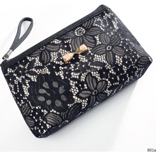 Dropshipping Women Cosmetic Bag Fashion Women Pouch Beautiful Bag Clutch Phone Bag Cute Makeup Bag Black Hot Sale Wholesale Lace