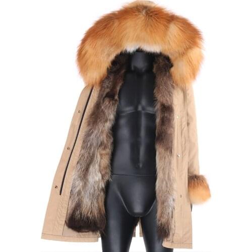 Real Fox Fur Coat Men Parkas Raccoon Fur Collar Fox Fur Lined High Jacket Winter Man Clothing Waterproof Long Jacket 2020