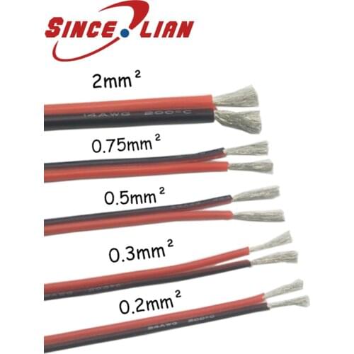 Red and black Silicone Wire Special Soft Parallel electrical Line 14/18/20/22/24AWG 0.2-2 square Soft Splicing Cable 10meters