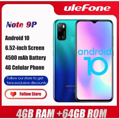 Ulefone Note 9P Smart phone Android 10 4GB+64GB Waterdrop Screen 6.52-inch Mobile phone Octa-core 4G Celular Phone