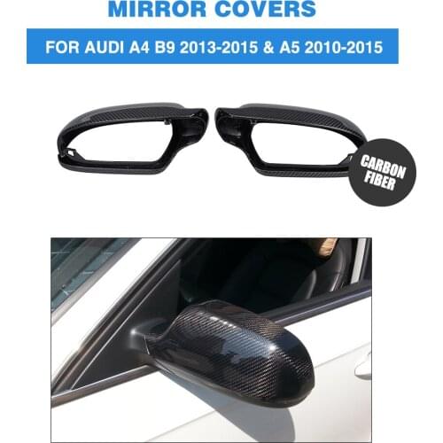 For Audi A4 B9 2013 2014 2015 Carbon Fiber Full replacement Rearview Mirror Caps Without Side Assist holes Car Styling