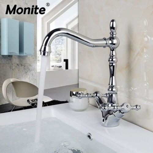 Bathroom Faucet Polish Chrome finish Brass Basin Sink Faucet Dual Handle water taps Bathroom Sink Faucet