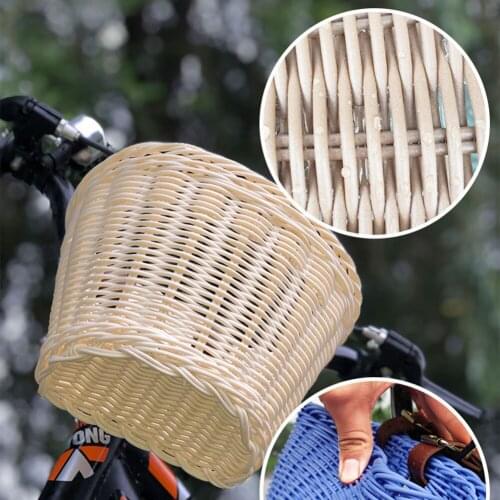 Bicycle Handlebar Water Phone Storage Container Carrier Rattan Woven Bike Basket for Bicycles Parts Wicker Panniers