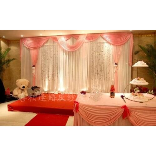 Wedding Backdrops with luxurious baby pink Swag for Wedding Decorations 3m*6m with sequin