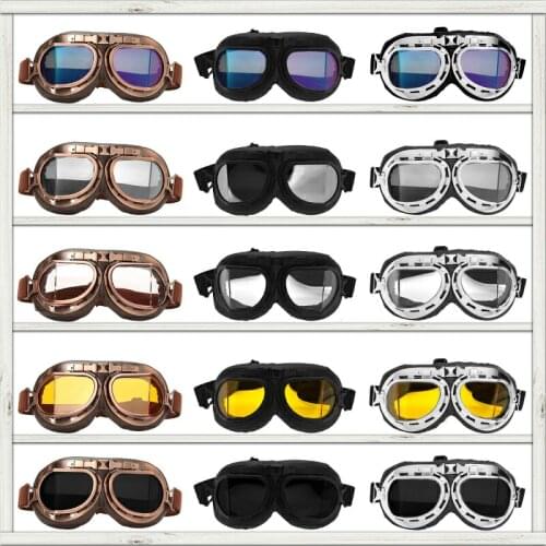 DERI Motorcycle Glasses Retro Helmet Pilot Goggles Motorbike 100% UV400 Vintage Classic Glasses For Moto Scooter ATV Dirt Biker