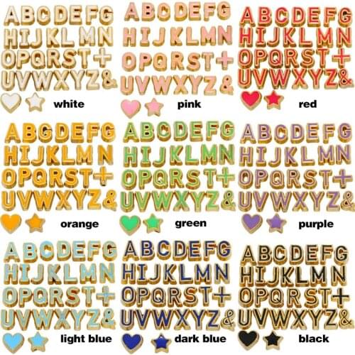 ZHUKOU 9 colors letter beads Brass Enamel beads Initials 26 letters spacer bead for women DIY Bracelet jewelry Accessories VZ258
