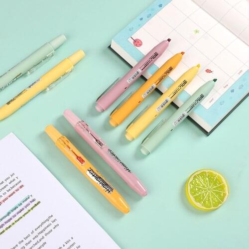 4pcs/set Creative Design Morandi Press Fluorescent Pen Combination School Office Supplies Marker Highlighter