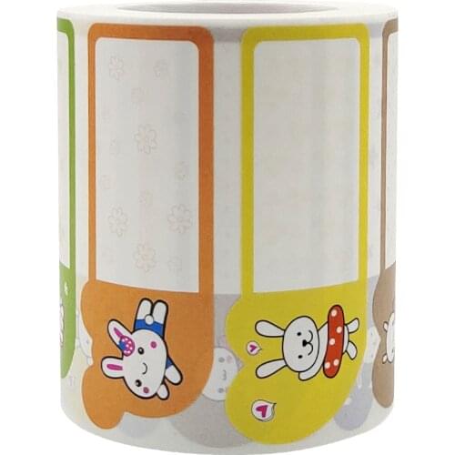 76mm*30mm 250 Pcs/Roll, Cute Cartoon Animals Sticker Labels for Handwriting Childrens Names ,Kitchen Refrigerator Food Labels