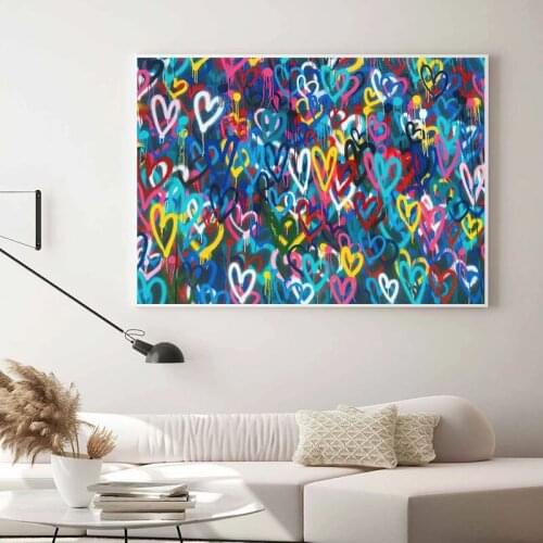 Abstract Heart graffiti Canvas Paintings Modern Wall Art Prints Poster Living Room Decorative Paintings On The Wall Home Decor