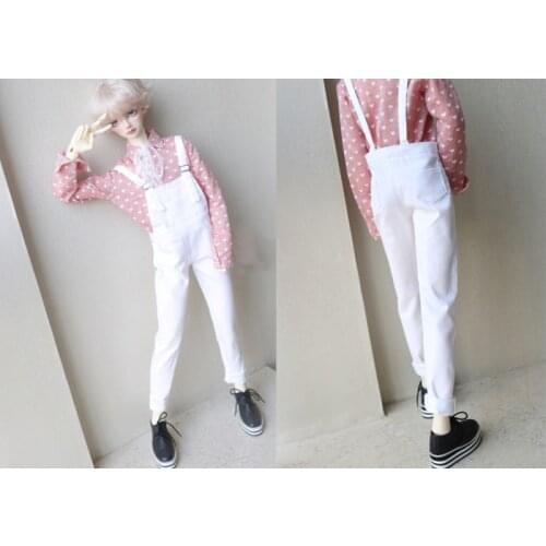 D01-P597 Doll handmade clothes 1/4 1/3 uncle MSD SSDF SD doll Accessories simple White strap trousers 1pcs