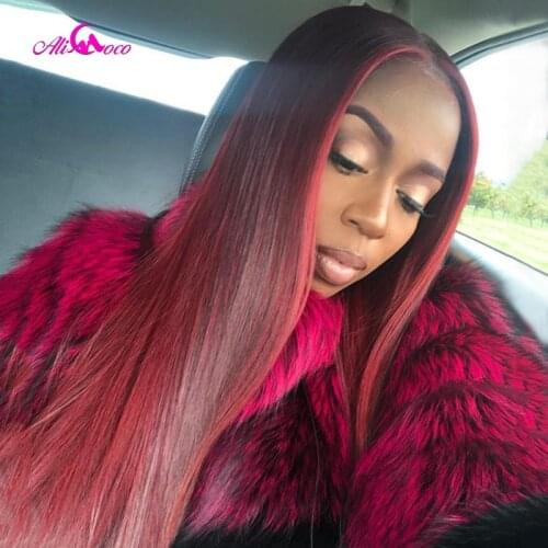Ali Coco Transparents Highlight Lace Part Human Hair Wigs Indian Straight Lace front Wigs Remy Human Hair Wigs