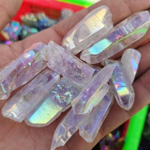 Angel Aura Quartz Natural Gemstone Crystal Healing Wand Reiki Energy Handmade