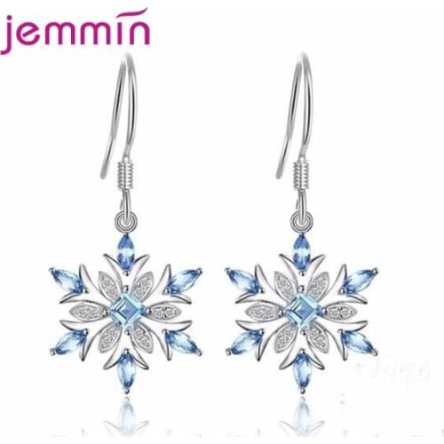 Authentic 100% 925 Sterling Silver Ear Drop Earrings for Women Girl S925 Silver Earring Fashion Crystal CZ Zirconia Jewelry