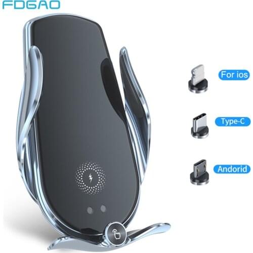 15W Qi Car Wireless Charger Fast Charging Mount Holder USB Magnetic Automatic Sensor for iPhone12 11 XS XR X 8 Samsung S21 S20