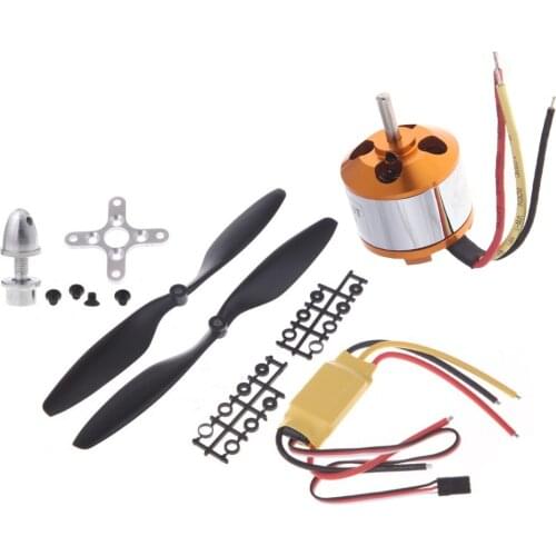 A2208 1100KV/1400KV/2600KV Brushless Outrunner Motor+30A ESC+1045 Propeller(1 pair) Quad-Rotor Set for RC Aircraft Multicopter