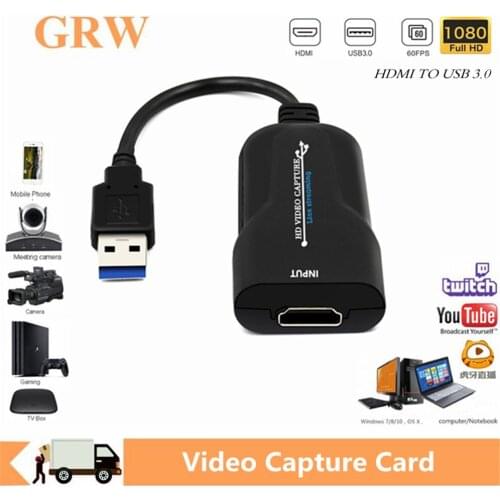 Grwibeou Video Capture Card HDMI To USB 3.0 Game Capture Card 1080P HDMI video Reliable streaming Adapter For Live Broadcasts