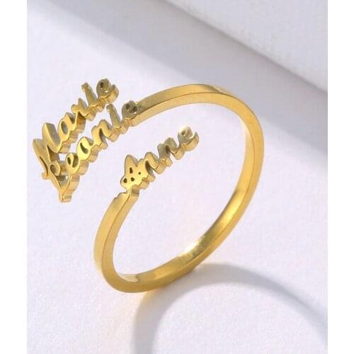 Stainless Steel Multiple Name Ring Family Name Ring Custom Stackable Name Jewelry Three Names New Mom Gift For Women