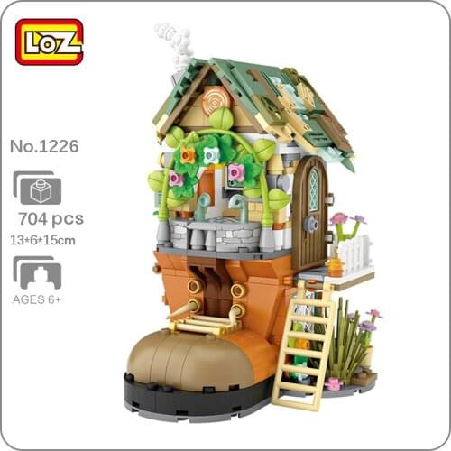 LOZ 704pcs MINI Fairy Tale House Building Block Forest Cabin Dwarf Figures Small Particle Sets Bricks Christmas Kids Toys Gifts