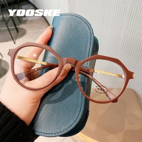 YOOSKE TR90 Anti Blue Light Glasses Frames Men Fashion Irregular Round Eyeglasses for Women Radiation Protection Computer Frame