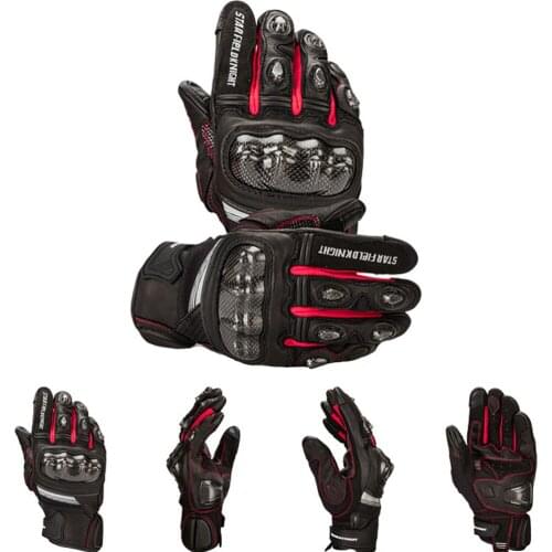 Knight gloves motorcycle carbon fiber protective goatskin gloves motorcycle touch screen gloves gloves Lois Guante