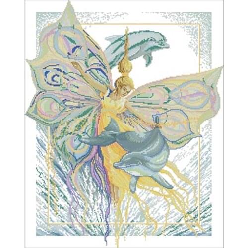 HOT Dancing with dolphins patterns Counted Cross Stitch 11CT 14CT 18CT DIY Chinese Cross Stitch Kits Embroidery Needlework Sets