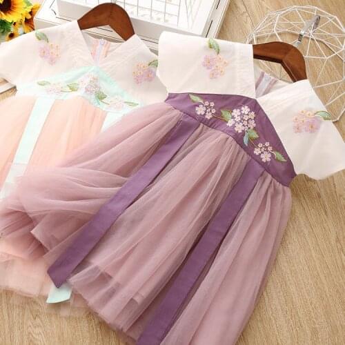 Girls Hanfu Children Dress Spring Summer Princess Tang Baby Toddler Dresses Mini Chinese Style Dress
