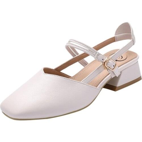 Sandals New Fairy Style in Summer 2021 Medium Heel With One Button With Roman Shoes Small Womens Shoes