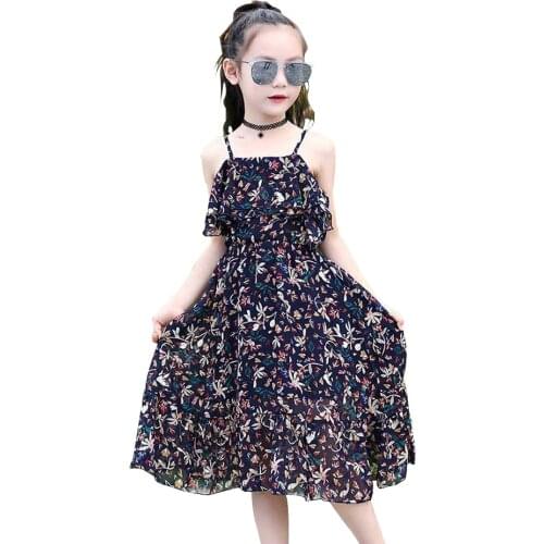 Girls Sarafans Sundress Summer Clothes For Girls Teenage Bohemia Flower Dress For Girls 8 10 12 14 Year Kids Girls Clothes