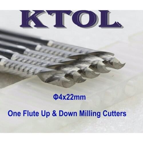 Up & Down Cut Spiral Bit- 4*22mm One Flute Solid Carbide End Mill Tools,Woodworking Milling Cutter Router Bits CNC Mini Tool