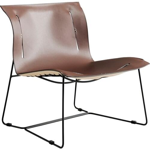 TT Italian-Style Light Luxury Single Leisure Chair Stainless Steel Metal Minimalist Saddle Leather Conference Chair Complete