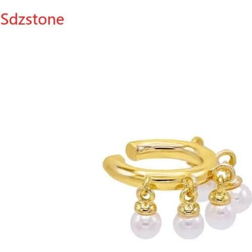 Sdzstone 2020 New Vintage Round Marble White Pearl Stone Earrings For Women Fashion Temperament Simulated Pearl Brinco