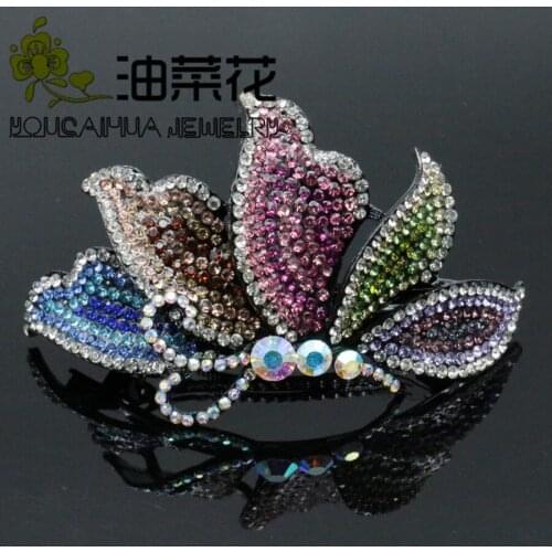 Bohemia Women Hair Clip Full Rhinestone Butterfly Shaped Barrettes Hairpins for Girls Elegant Crystal Fashion Wedding Hairpin